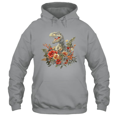 Trex Dinosaur Dino Floral Flower Aesthetic Women Girls Shirt & Tank Top | teecentury