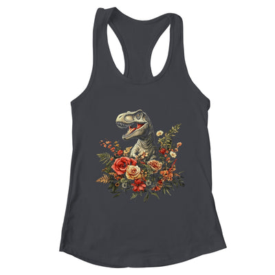 Trex Dinosaur Dino Floral Flower Aesthetic Women Girls Shirt & Tank Top | teecentury
