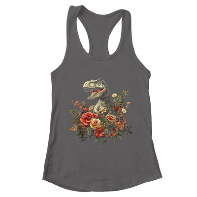 Trex Dinosaur Dino Floral Flower Aesthetic Women Girls Shirt & Tank Top | teecentury