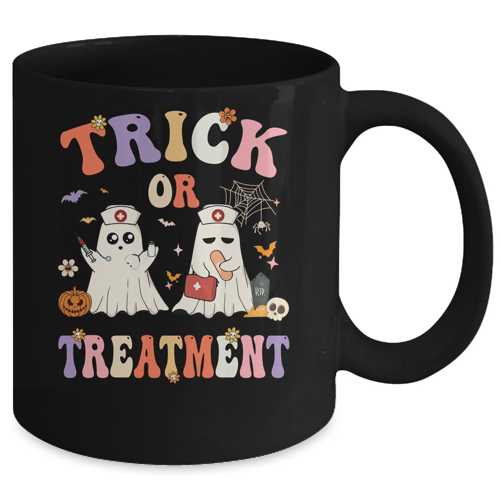 Trick Or Treatment Cute Ghost Paramedic Halloween Nurse Mug | teecentury