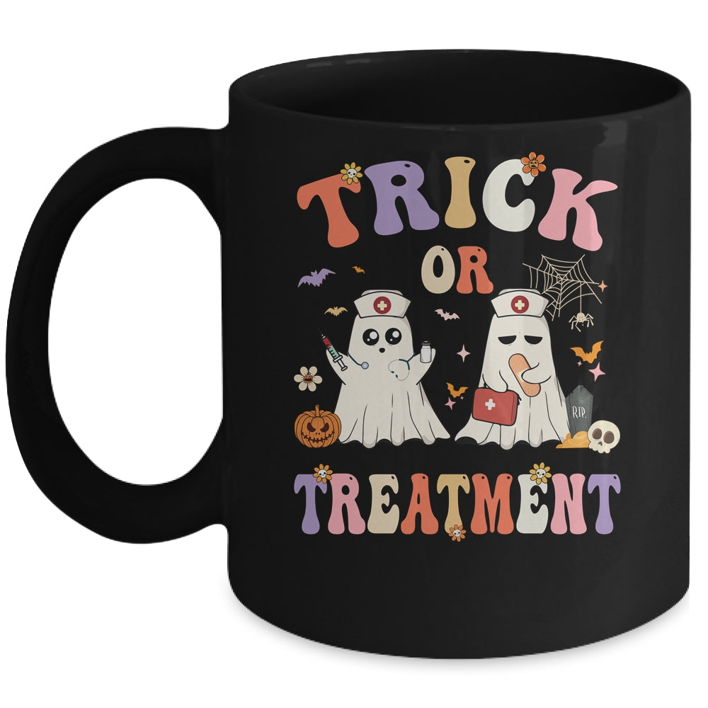 Trick Or Treatment Cute Ghost Paramedic Halloween Nurse Mug | teecentury