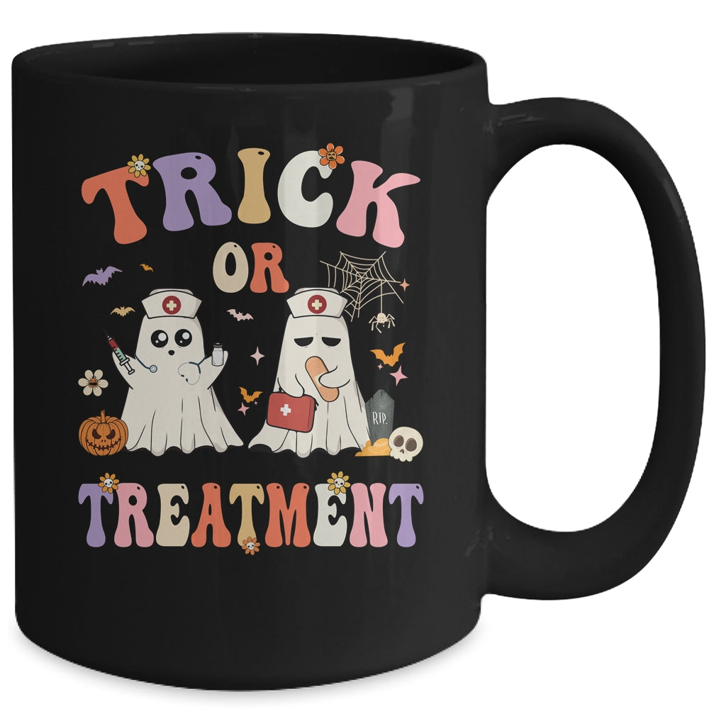 Trick Or Treatment Cute Ghost Paramedic Halloween Nurse Mug | teecentury