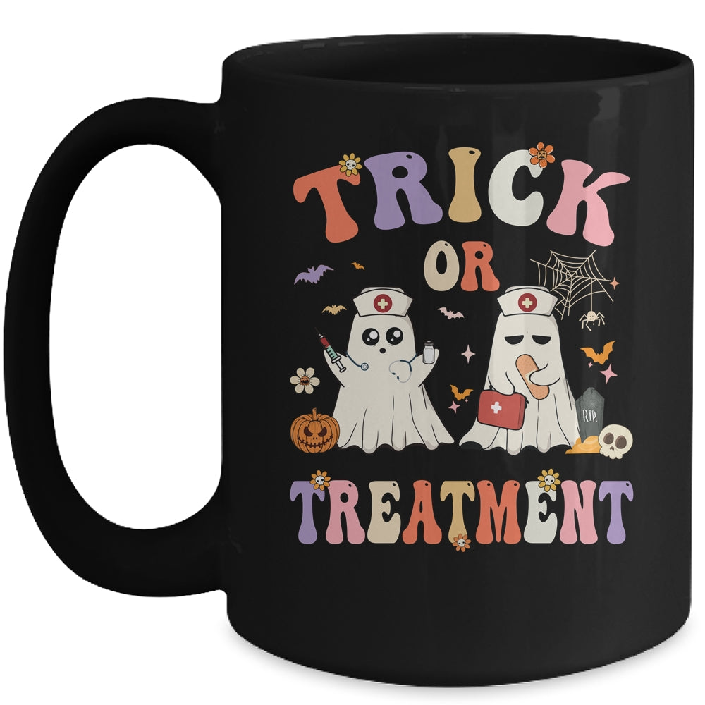 Trick Or Treatment Cute Ghost Paramedic Halloween Nurse Mug | teecentury