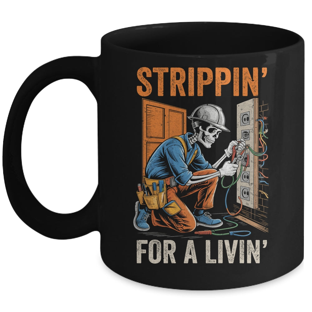 Trippin' For A Livin' Funny Skeleton Electrician Lover Mug | teecentury