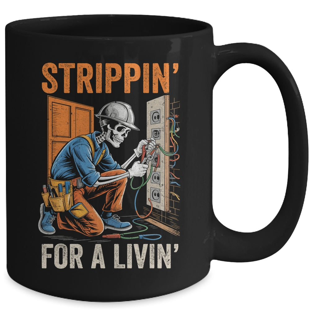 Trippin' For A Livin' Funny Skeleton Electrician Lover Mug | teecentury