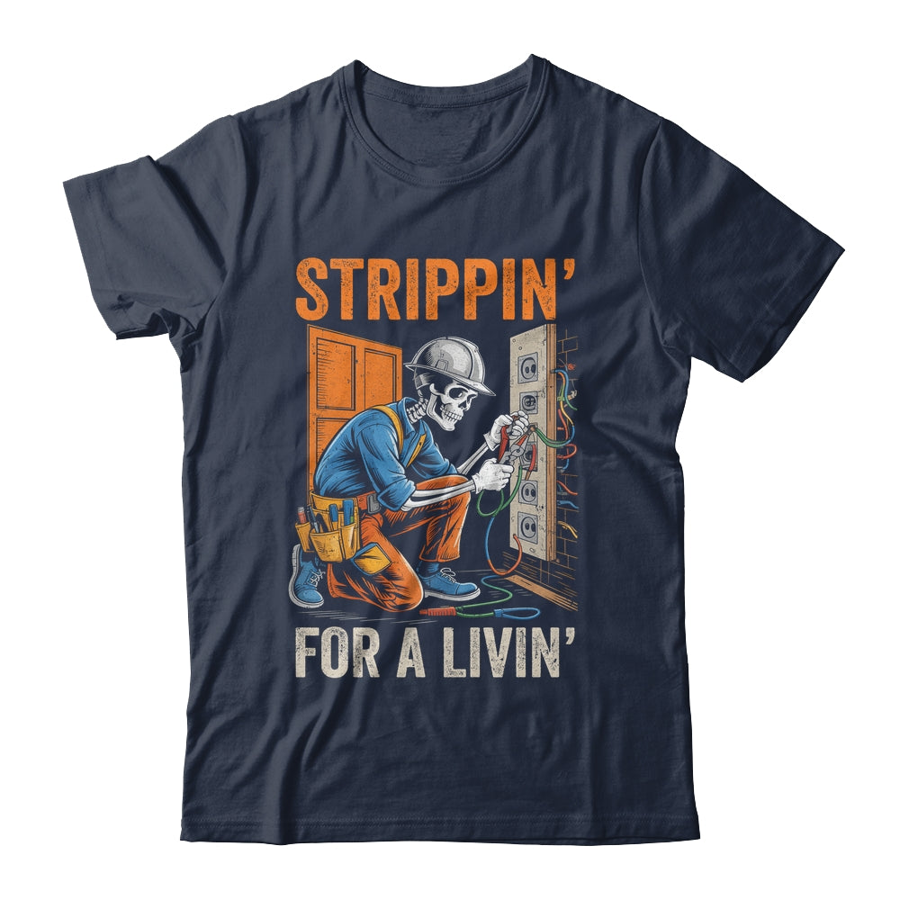 Trippin' For A Livin' Funny Skeleton Electrician Lover Shirt & Hoodie | teecentury