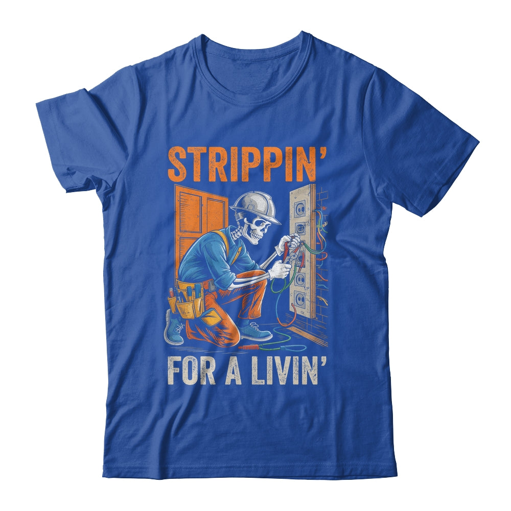 Trippin' For A Livin' Funny Skeleton Electrician Lover Shirt & Hoodie | teecentury