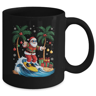 Tropical Christmas Palm Tree Surfing Hawaiian Santa Hawaii Mug | teecentury