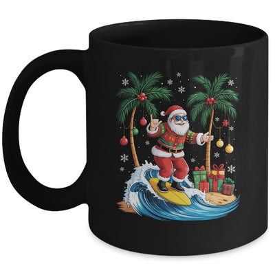 Tropical Christmas Palm Tree Surfing Hawaiian Santa Hawaii Mug | teecentury