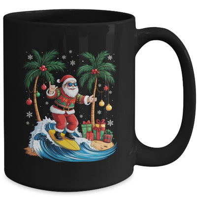 Tropical Christmas Palm Tree Surfing Hawaiian Santa Hawaii Mug | teecentury