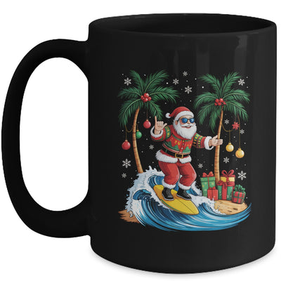 Tropical Christmas Palm Tree Surfing Hawaiian Santa Hawaii Mug | teecentury