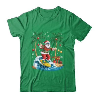 Tropical Christmas Palm Tree Surfing Hawaiian Santa Hawaii Shirt & Sweatshirt | teecentury