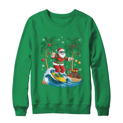 Tropical Christmas Palm Tree Surfing Hawaiian Santa Hawaii Shirt & Sweatshirt | teecentury