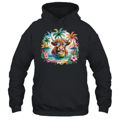 Tropical Highland Cow Summer Vibes Funny Beach Girls Women Shirt & Tank Top | teecentury