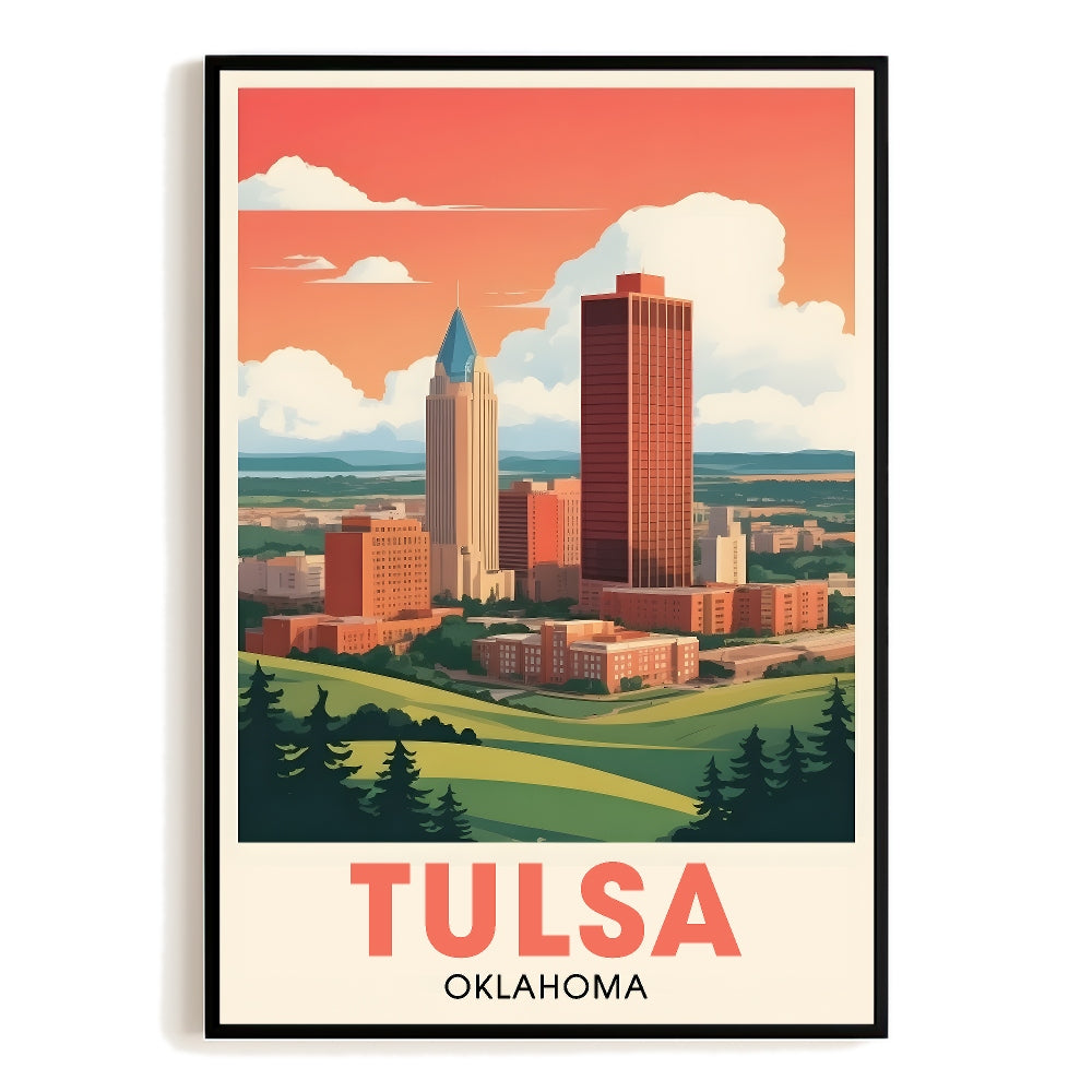Tulsa Oklahoma Vintage Travel Poster Nature City Wall Art Landscape Picture Prints Suitable For Home Room Living Room Office Bedroom Aesthetic Decor Unframed | teecentury