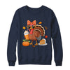Turkey Drinking Coffee Bow Thanksgiving Womens Turkey Day Shirt & Sweatshirt | teecentury