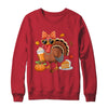 Turkey Drinking Coffee Bow Thanksgiving Womens Turkey Day Shirt & Sweatshirt | teecentury
