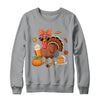 Turkey Drinking Coffee Bow Thanksgiving Womens Turkey Day Shirt & Sweatshirt | teecentury