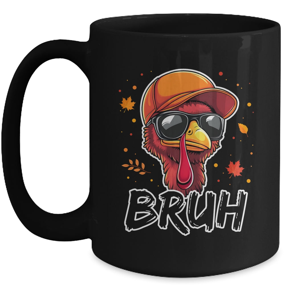 Turkey Face Thanksgiving Bruh Meme Boys Men Turkey Funny Mug | teecentury