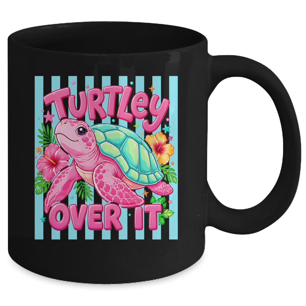 Turtley Over It Striped Turtle Preppy Sea Summer Vibes Floral Mug | teecentury