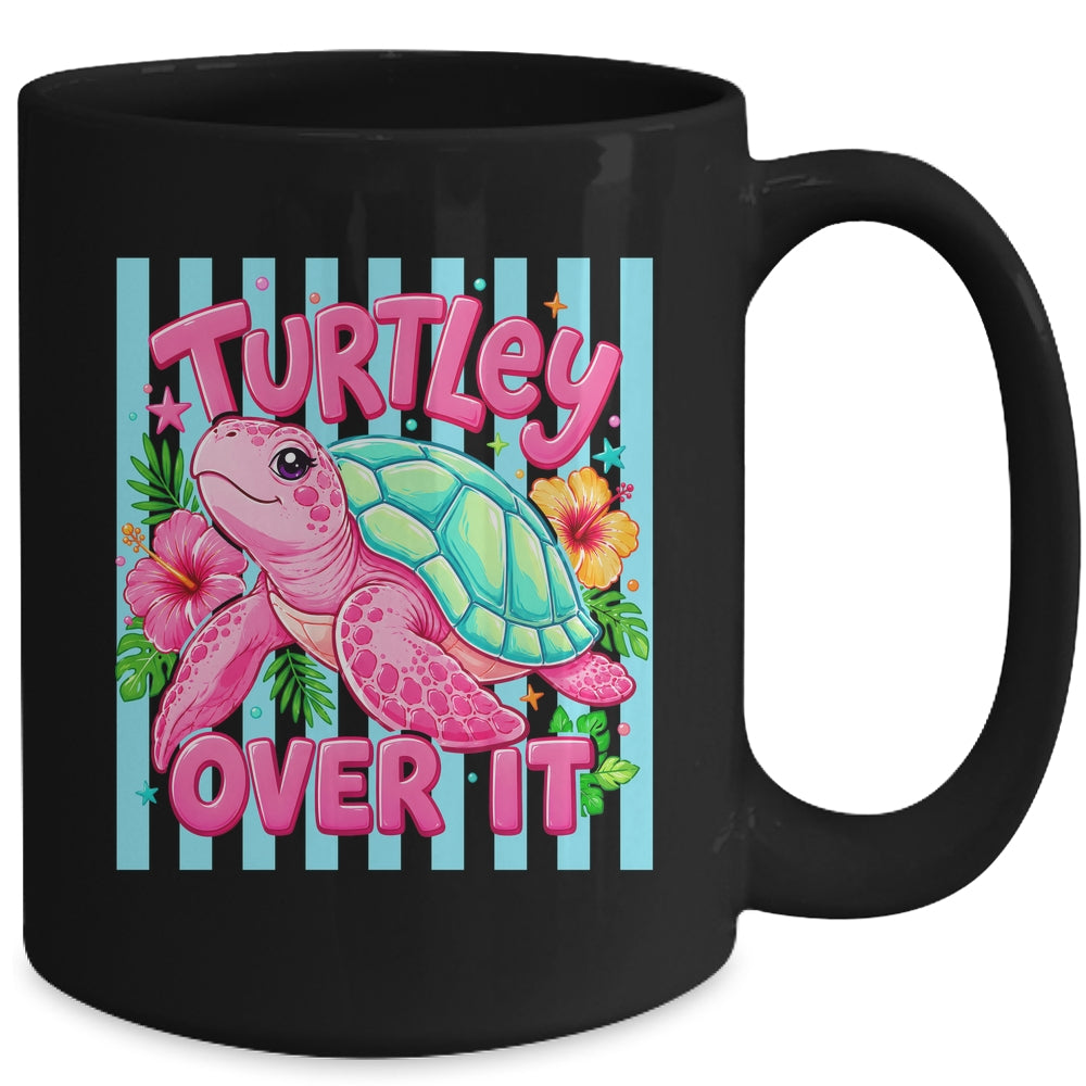 Turtley Over It Striped Turtle Preppy Sea Summer Vibes Floral Mug | teecentury