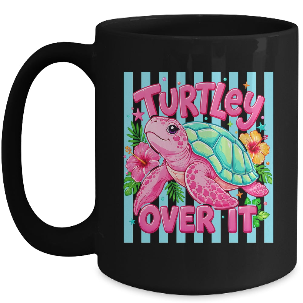 Turtley Over It Striped Turtle Preppy Sea Summer Vibes Floral Mug | teecentury