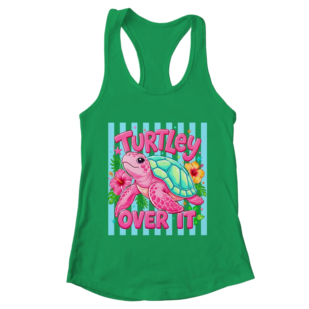 Turtley Over It Striped Turtle Preppy Sea Summer Vibes Floral Shirt & Tank Top | teecentury