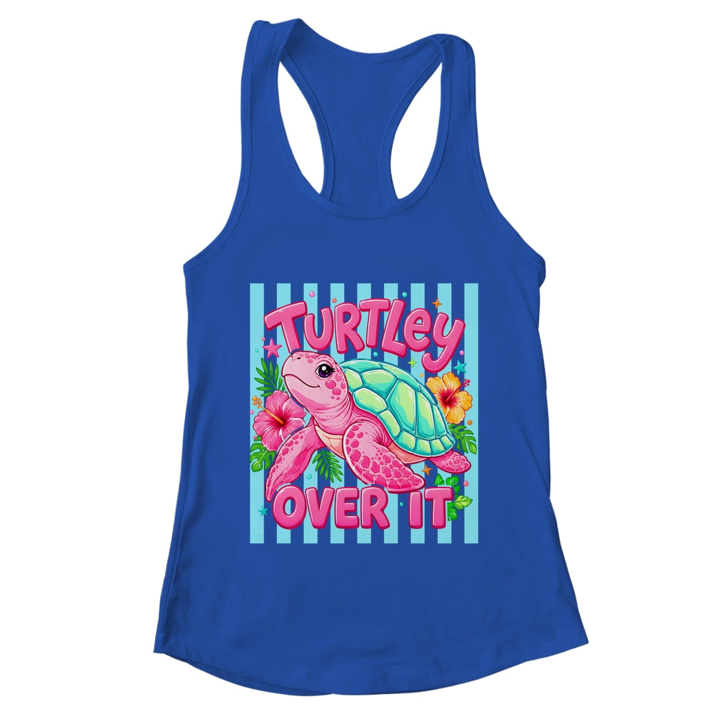 Turtley Over It Striped Turtle Preppy Sea Summer Vibes Floral Shirt & Tank Top | teecentury