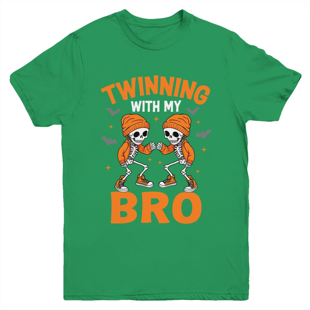 Twin Boys Twinning Halloween Best Friend Matching Skeleton Youth Shirt | teecentury
