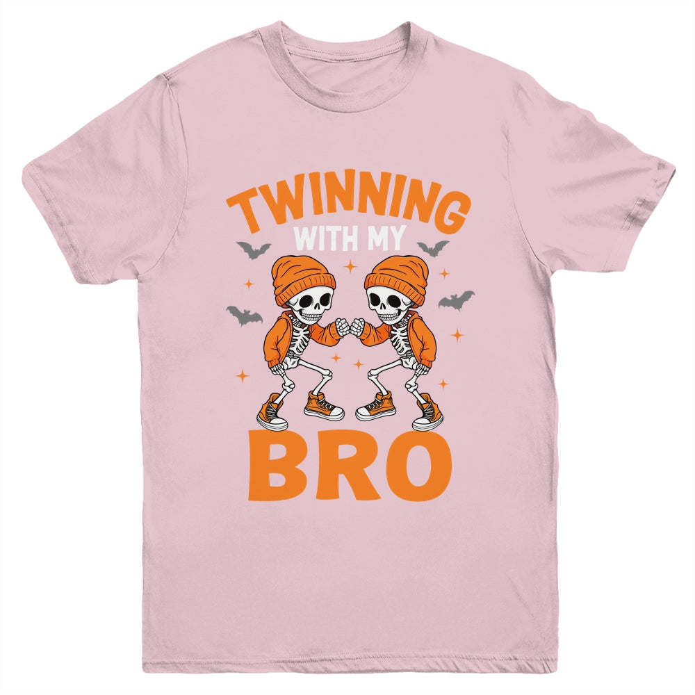 Twin Boys Twinning Halloween Best Friend Matching Skeleton Youth Shirt | teecentury