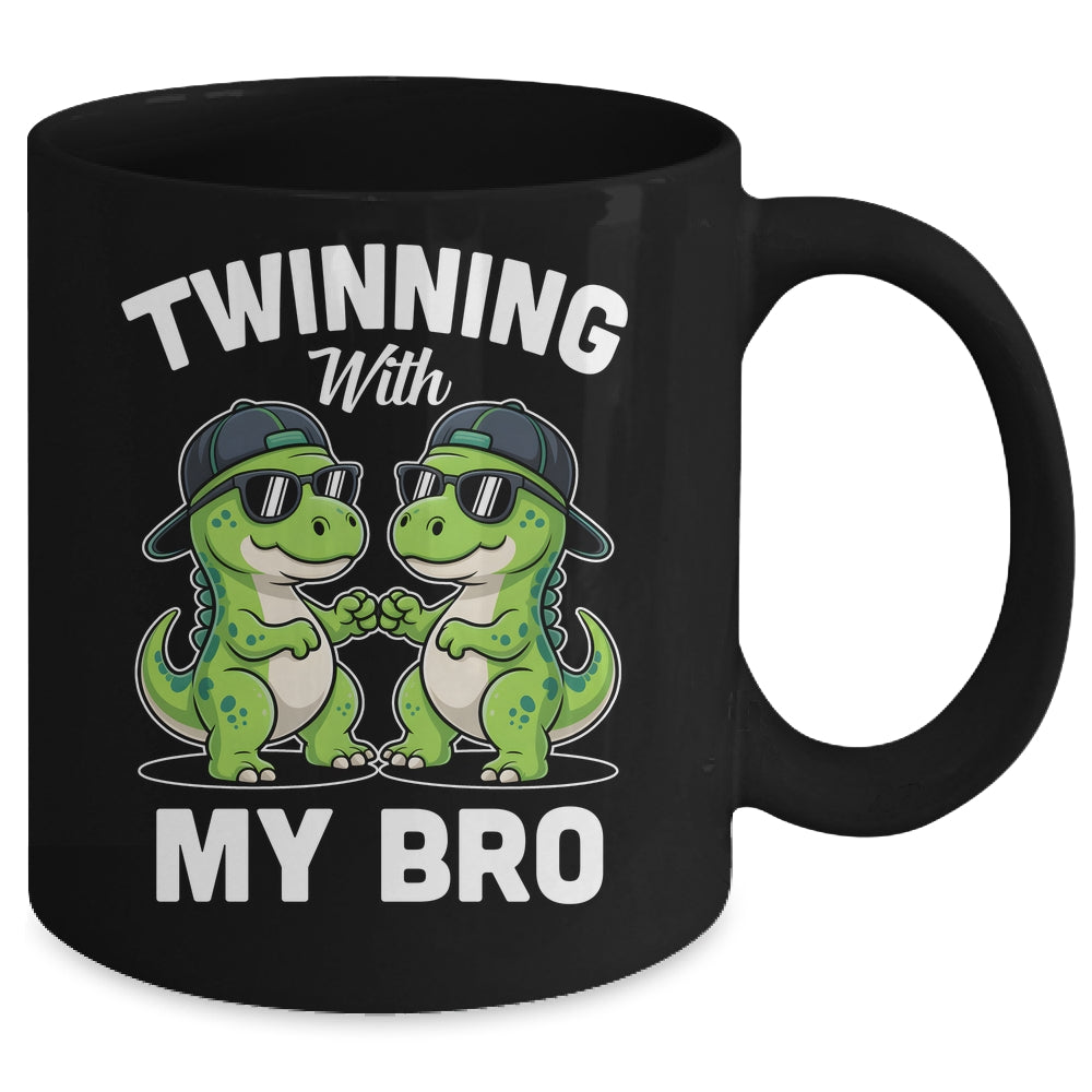 Twinning With My Bro T-Rex Dinosaur Twin Day Spirit Week Mug | teecentury