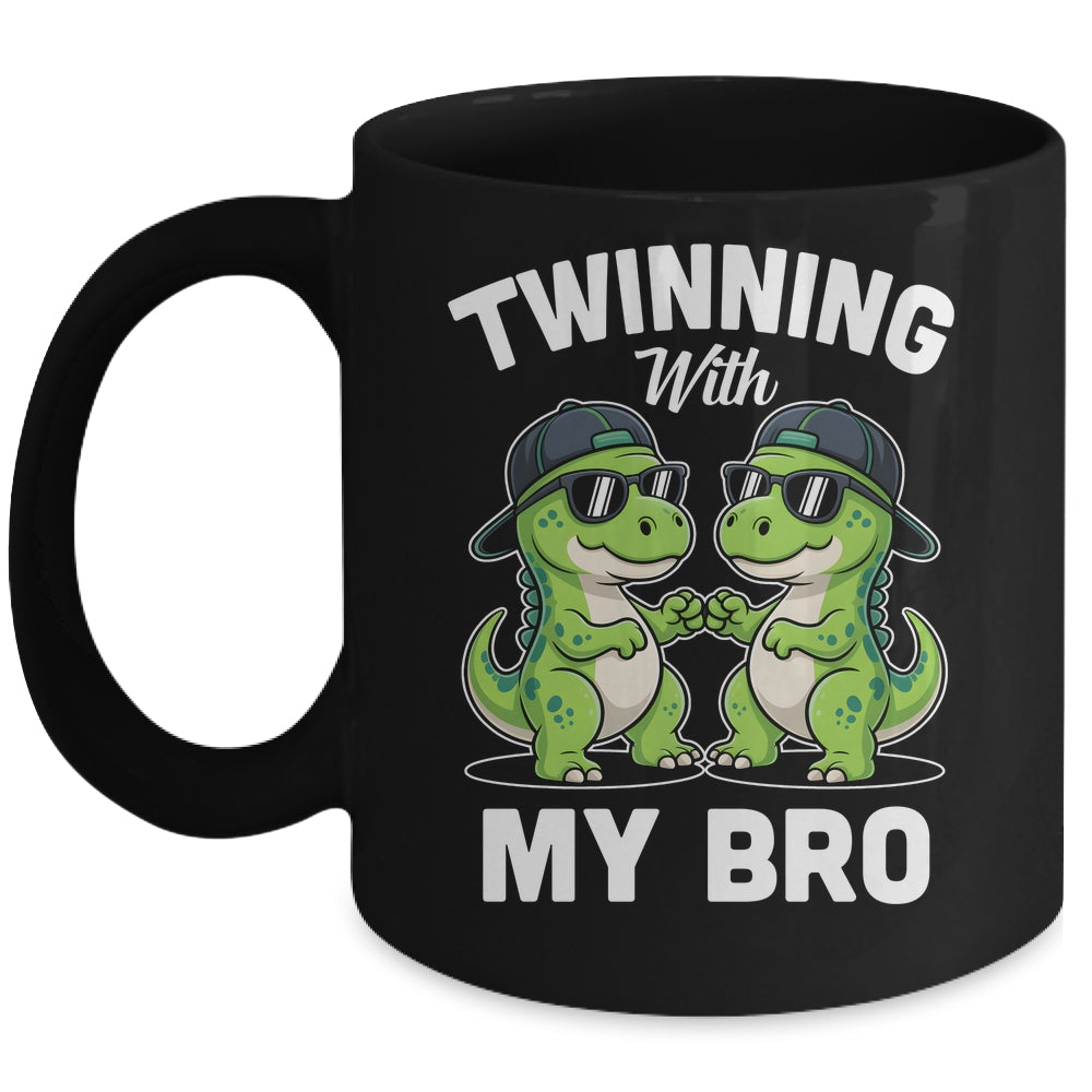 Twinning With My Bro T-Rex Dinosaur Twin Day Spirit Week Mug | teecentury