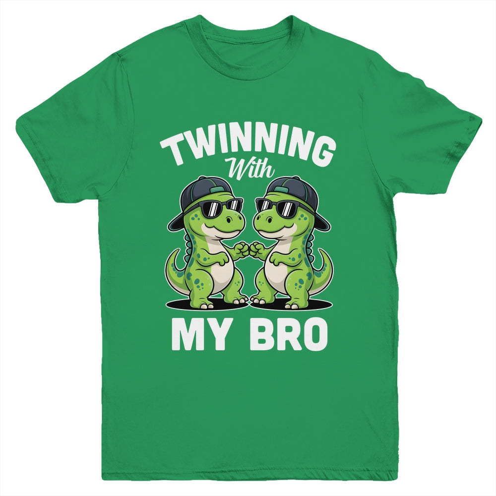 Twinning With My Bro T-Rex Dinosaur Twin Day Spirit Week Youth Shirt | teecentury