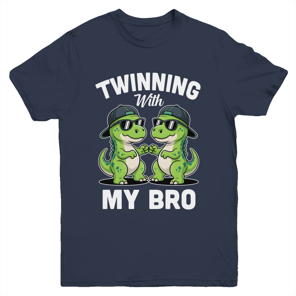 Twinning With My Bro T-Rex Dinosaur Twin Day Spirit Week Youth Shirt | teecentury