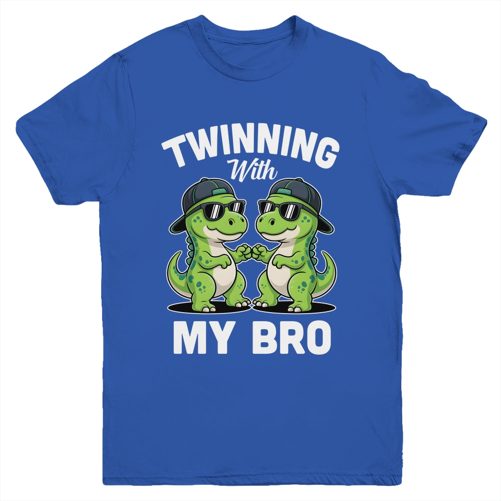 Twinning With My Bro T-Rex Dinosaur Twin Day Spirit Week Youth Shirt | teecentury