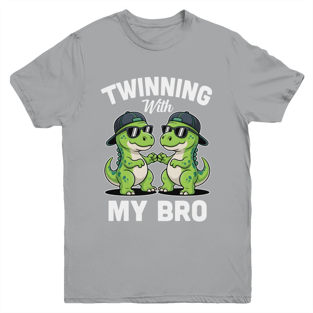 Twinning With My Bro T-Rex Dinosaur Twin Day Spirit Week Youth Shirt | teecentury