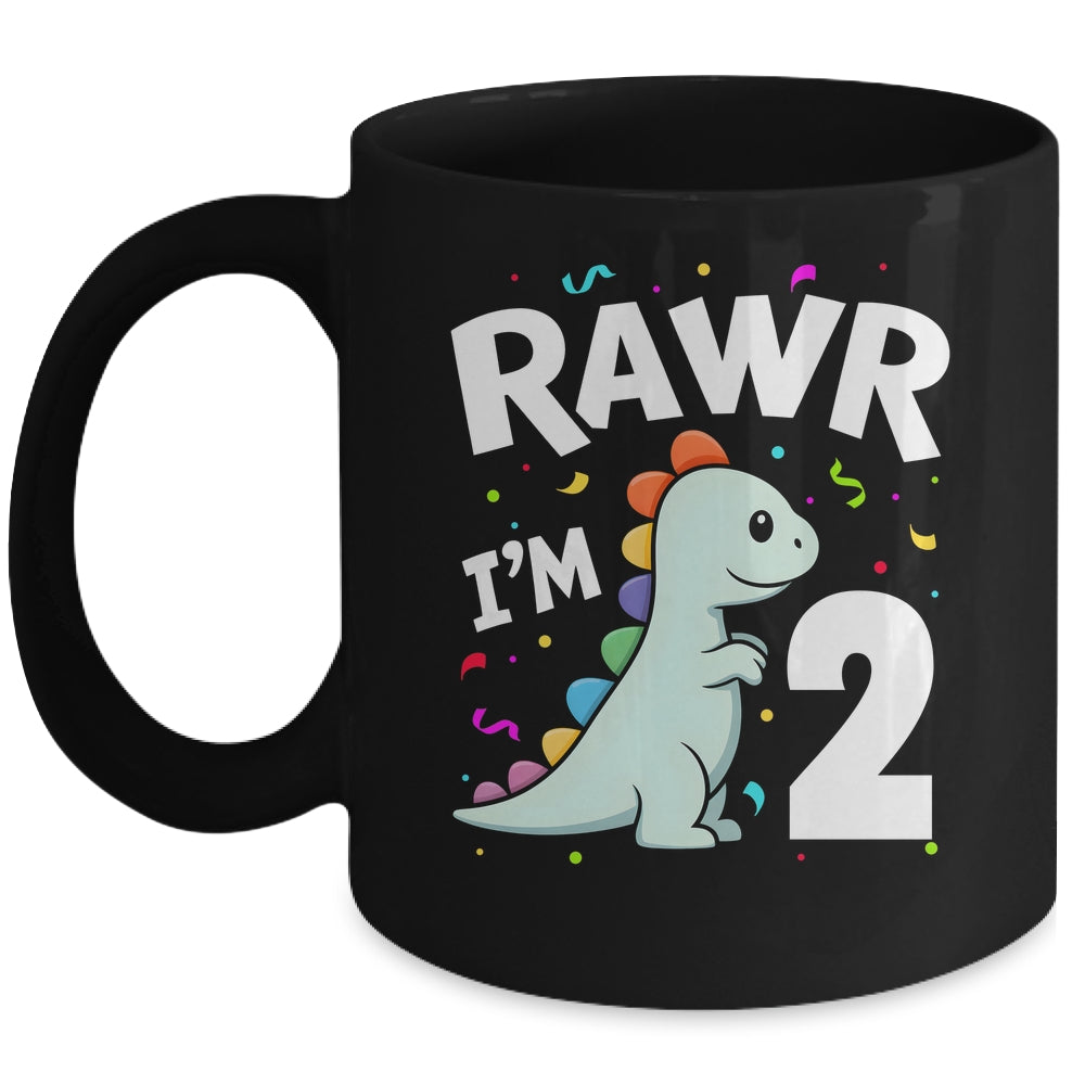 Two Rawr I'm 2 Years Old T Rex Dinosaur 2nd Birthday Boys Mug | teecentury