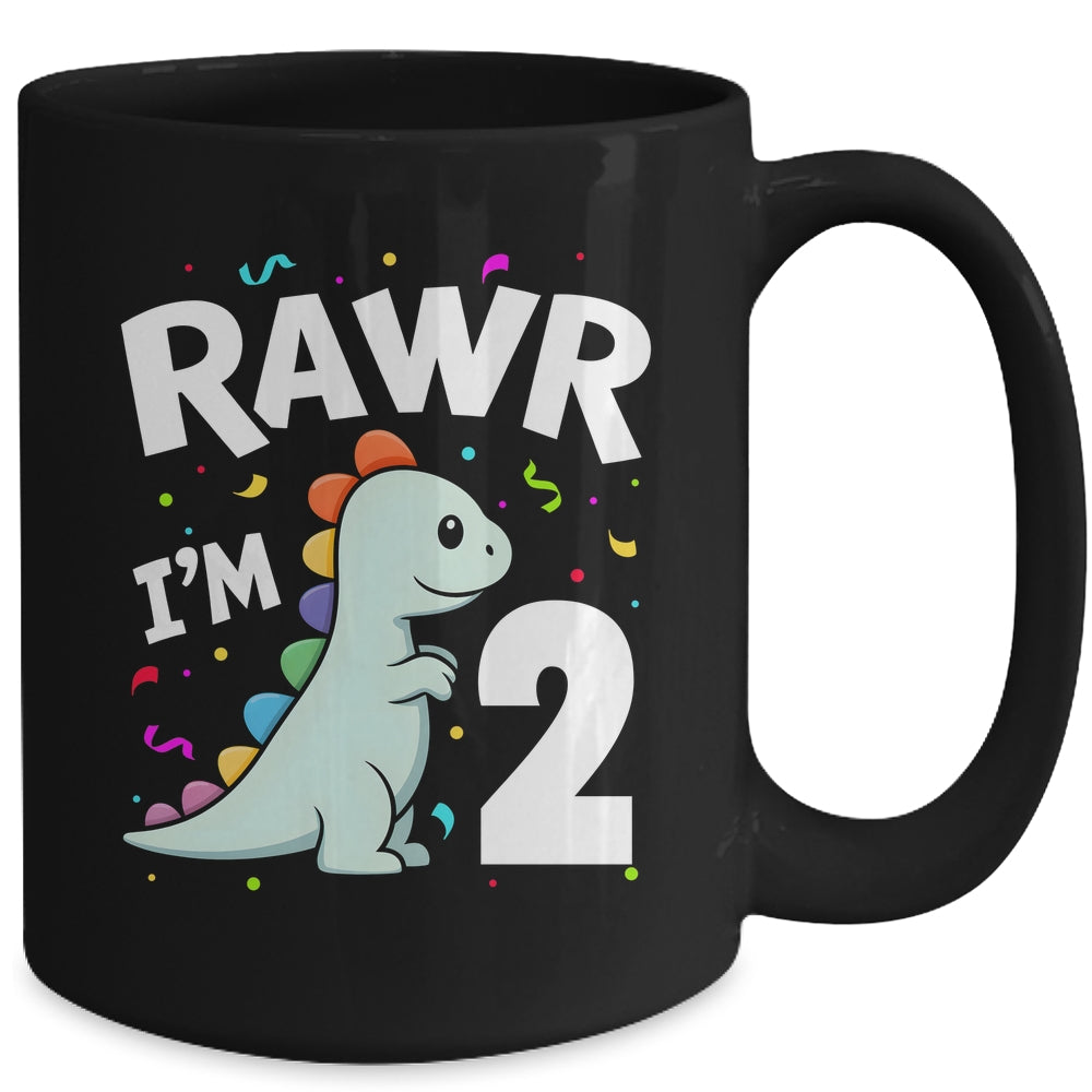 Two Rawr I'm 2 Years Old T Rex Dinosaur 2nd Birthday Boys Mug | teecentury