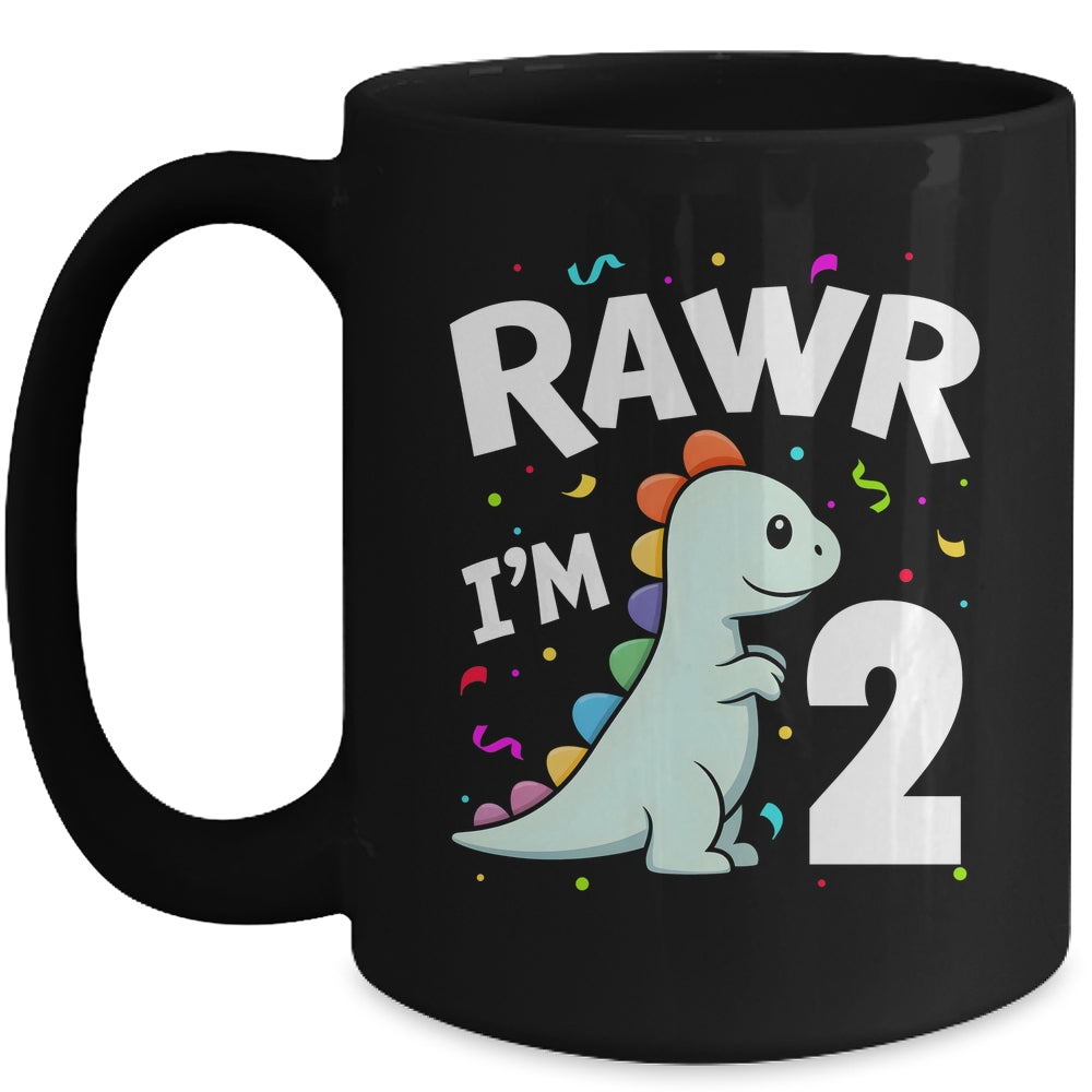 Two Rawr I'm 2 Years Old T Rex Dinosaur 2nd Birthday Boys Mug | teecentury