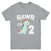 Two Rawr I'm 2 Years Old T Rex Dinosaur 2nd Birthday Boys Youth Shirt | teecentury