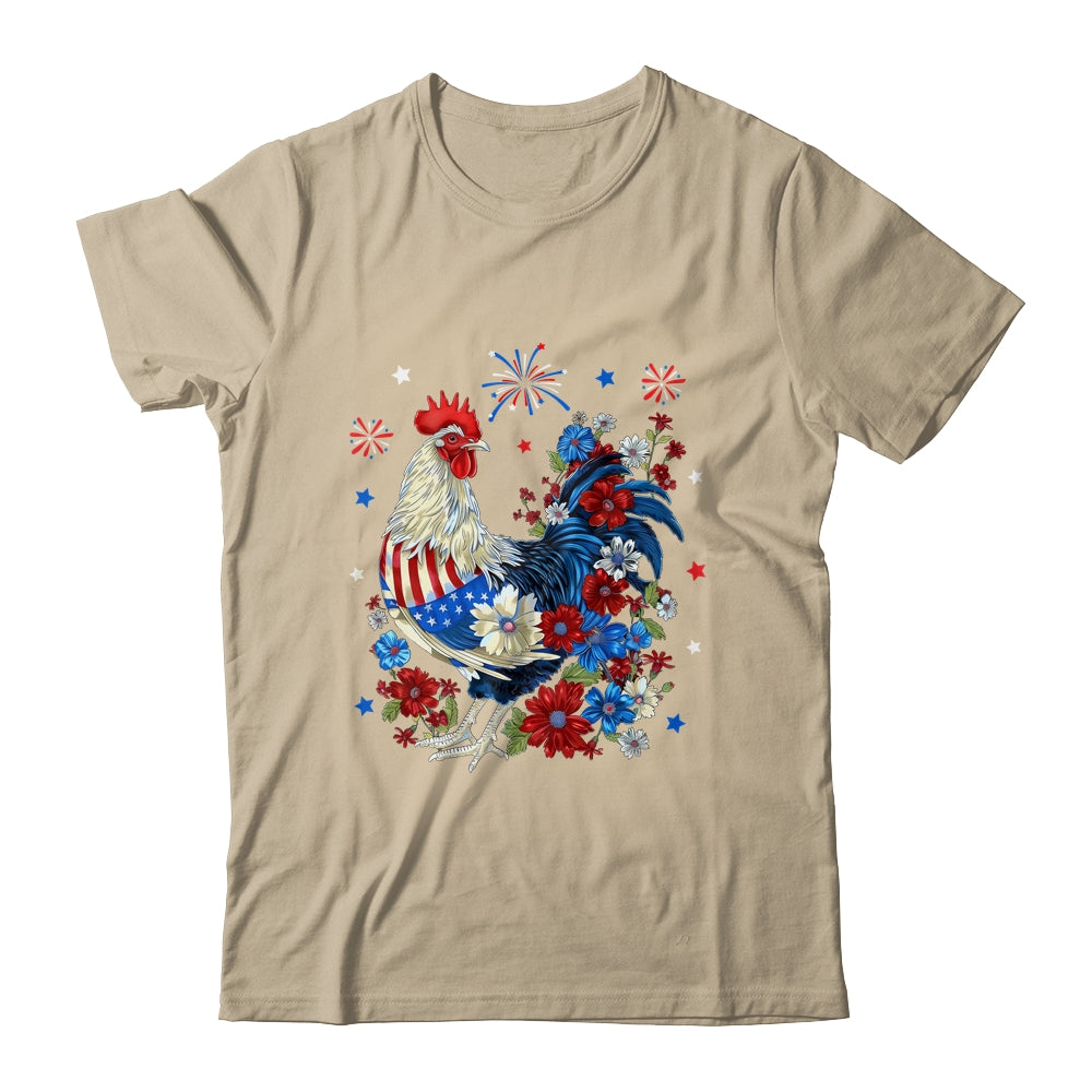 USA American Flag Chicken Lover 4th Of July Patriotic Farmer Shirt & Tank Top | teecentury
