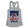 USA American Mama Proud Mom Messy Bun Patriotic 4th Of July Shirt & Tank Top | teecentury