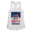 USA American Mama Proud Mom Messy Bun Patriotic 4th Of July Shirt & Tank Top | teecentury