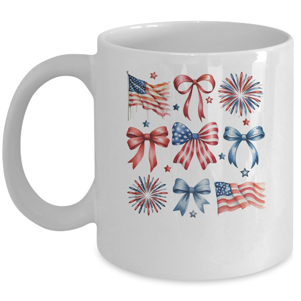 USA Coquette Bow Retro America 4th Of July Patriotic Girls Mug | teecentury