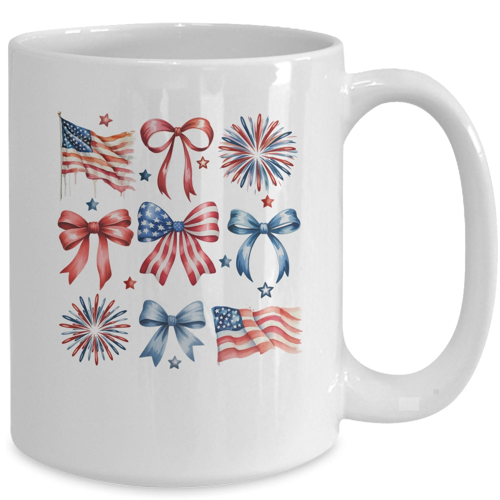 USA Coquette Bow Retro America 4th Of July Patriotic Girls Mug | teecentury