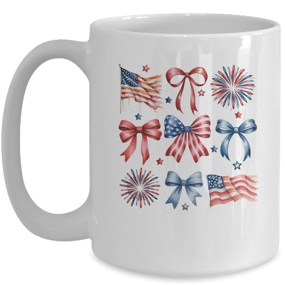 USA Coquette Bow Retro America 4th Of July Patriotic Girls Mug | teecentury