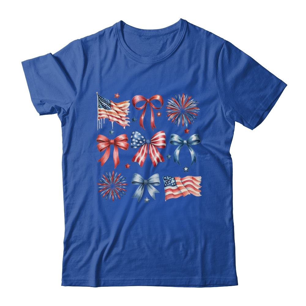 USA Coquette Bow Retro America 4th Of July Patriotic Girls Shirt & Tank Top | teecentury