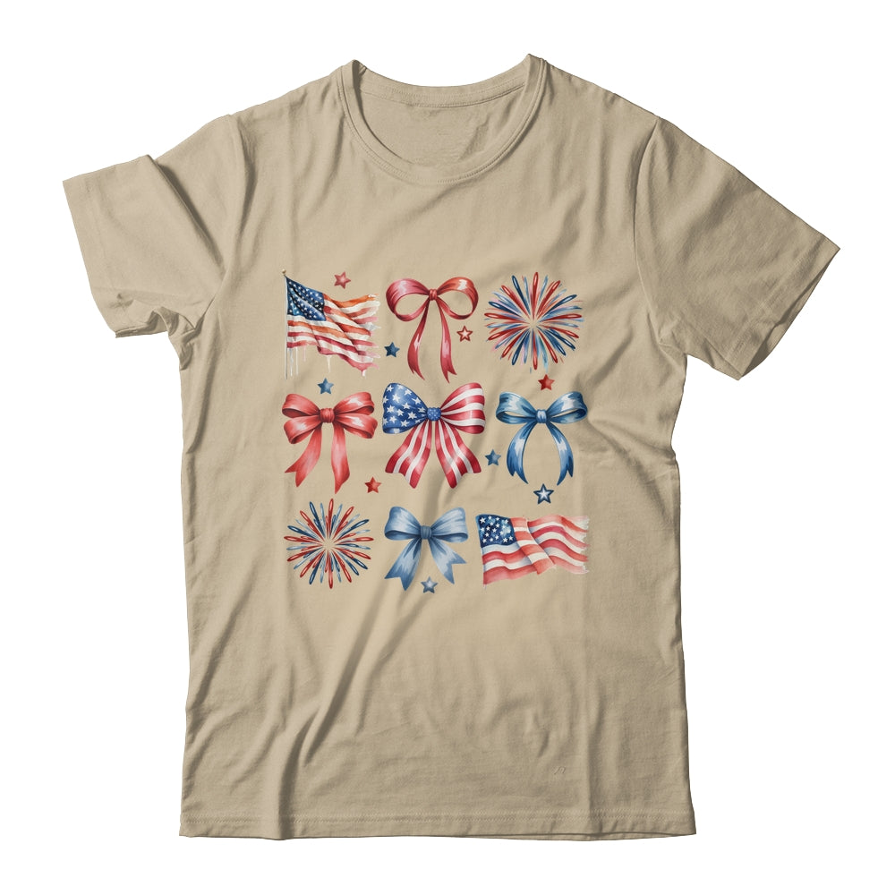 USA Coquette Bow Retro America 4th Of July Patriotic Girls Shirt & Tank Top | teecentury