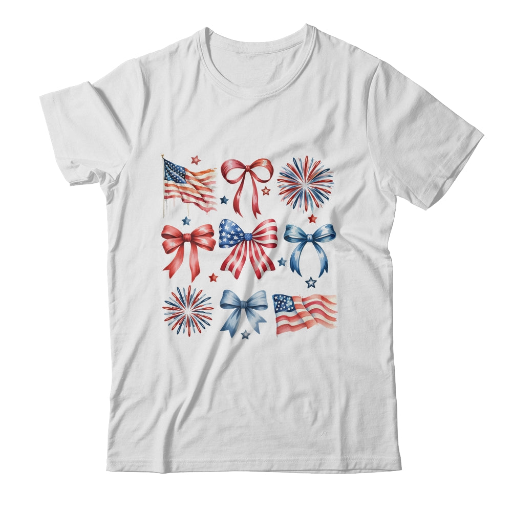 USA Coquette Bow Retro America 4th Of July Patriotic Girls Shirt & Tank Top | teecentury