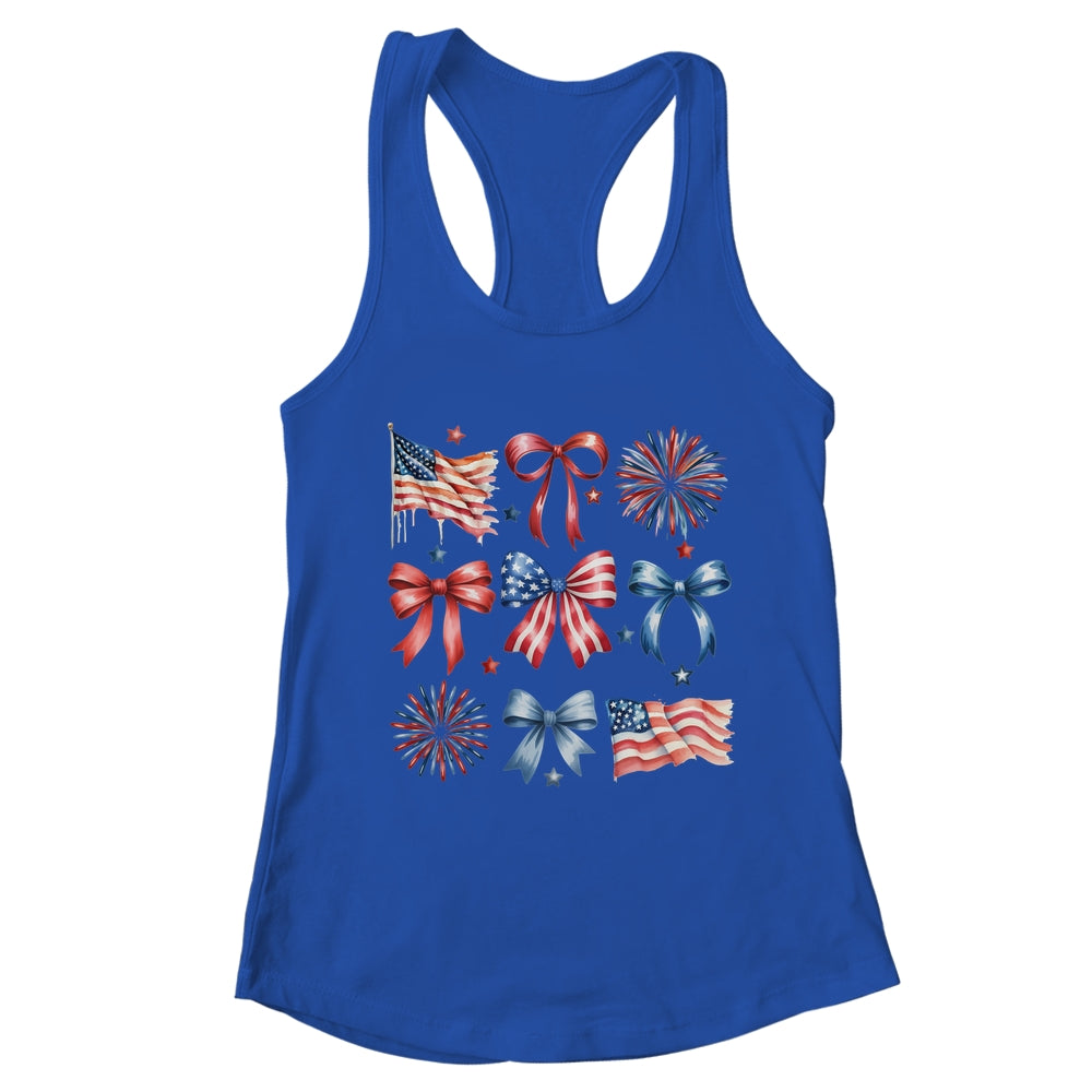 USA Coquette Bow Retro America 4th Of July Patriotic Girls Shirt & Tank Top | teecentury